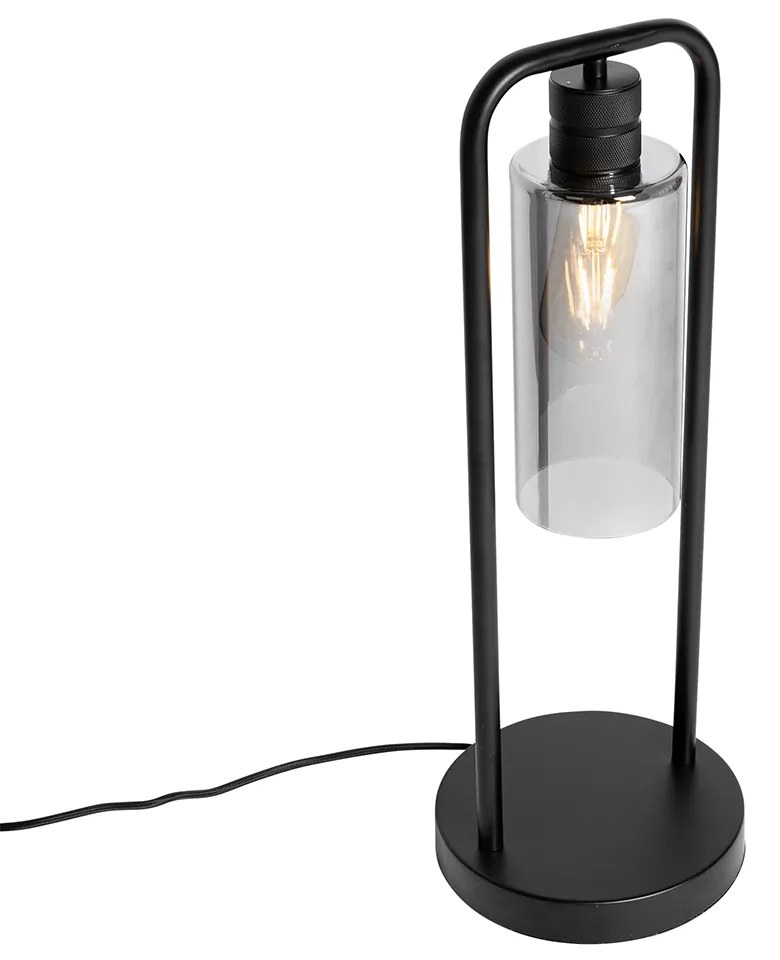 Lampă de masă modernă neagră cu sticlă fumurie - Stavelot