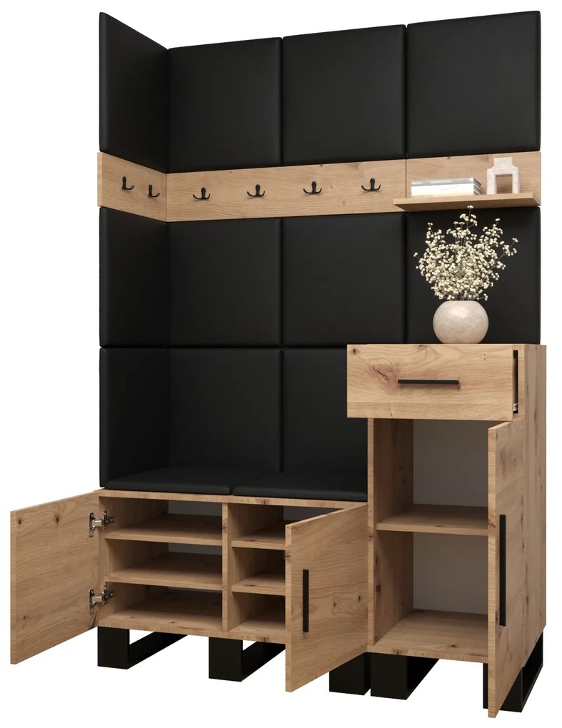 Set mobilier pentru hol Amanda 10 (Stejar artisan + gri închis). 1085941