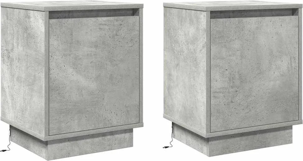 vidaXL Dulap de noapte 2 pcs Gri din beton 39 x 34,5 x 50 cm