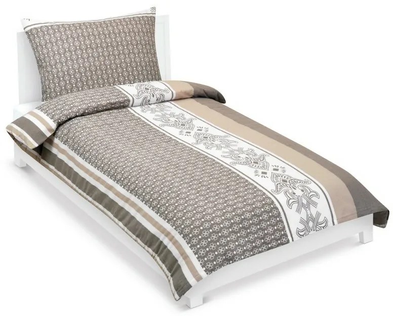 Lenjerie de pat din bumbac Bellatex Ornament cafea, 140 x 220 cm, 70 x 90 cm, 140 x 220 cm, 70 x 90 cm