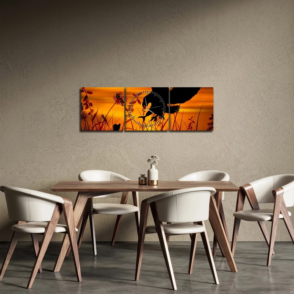Tablou cu silueta prădătorului (cu ceas) (90x30 cm)
