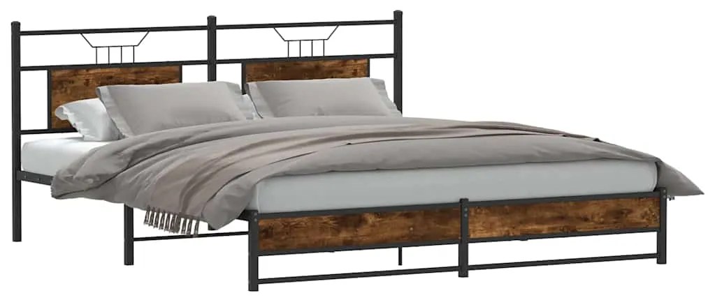 vidaXL Cadru de pat fără saltea Stejar afumat 160x200cm Lemn prelucrat
