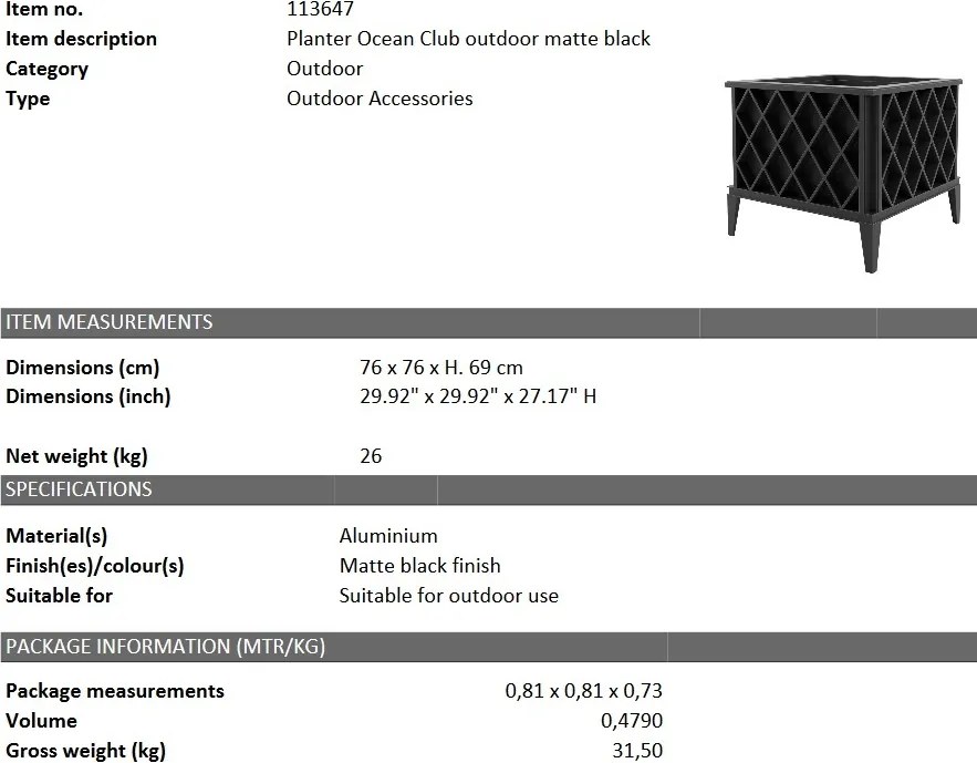 Ghiveci, Suport flori pentru exterior Ocean Club, negru 113647 HZ