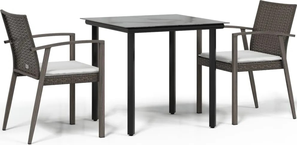 vidaXL Set mobilier de grădină cu perne, 3 piese, poliratan și oțel