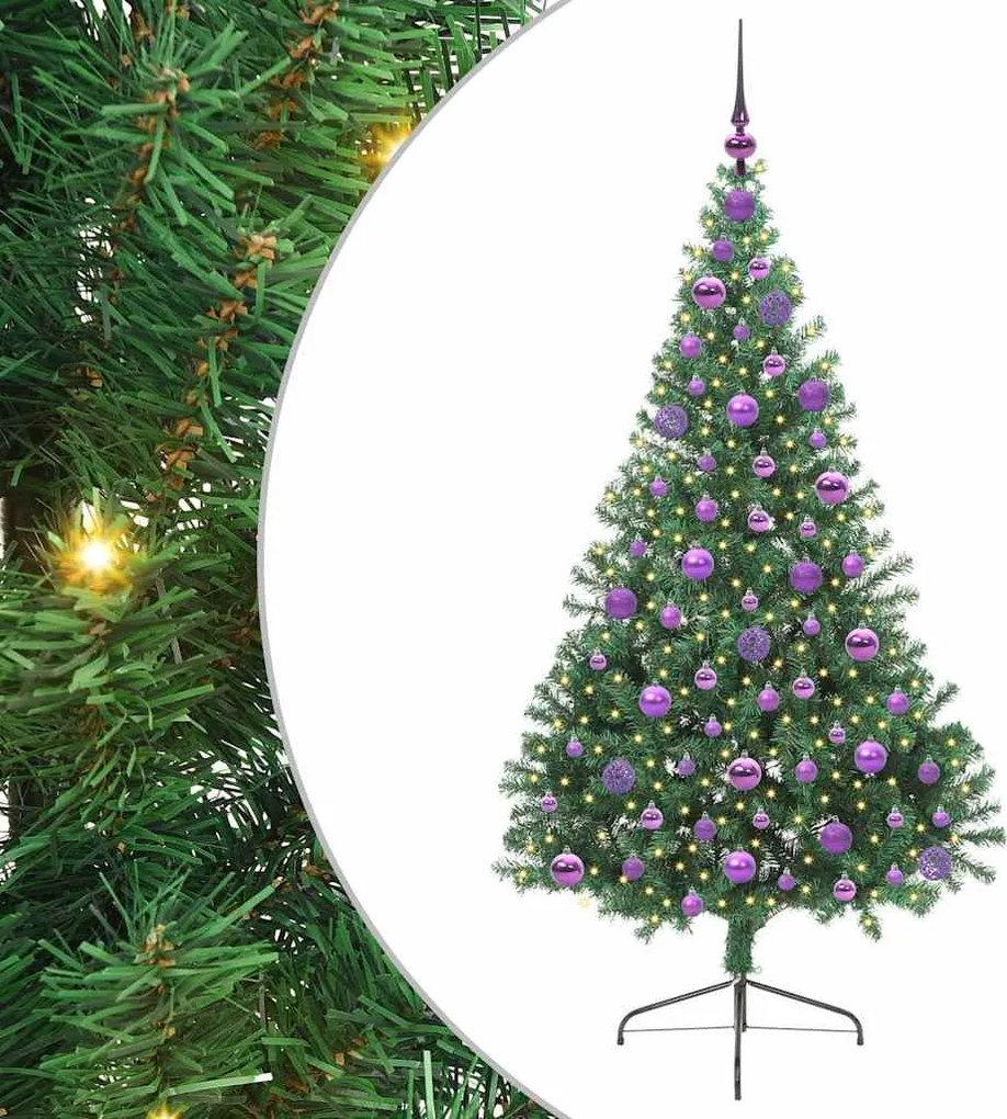 vidaXL Pom de Crăciun artificial pre-iluminat Verde 180 cm PVC