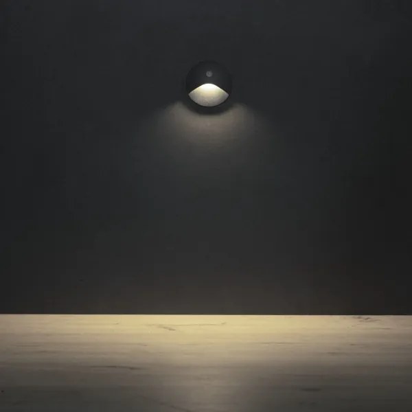 Kanlux 39137 - Lampă LED pentru trepte, rotundă, antracit, cu senzor EXIN, 2,5W/230V, 4000K, IP65