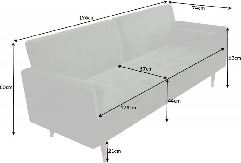 Canapea extensibila Couture 195cm, verde