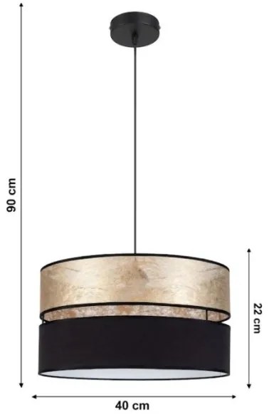 Lustră pe cablu LIMA 1xE27/60W/230V neagră/aurie