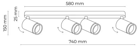 Spot JET 4xGU10/10W/230V negru