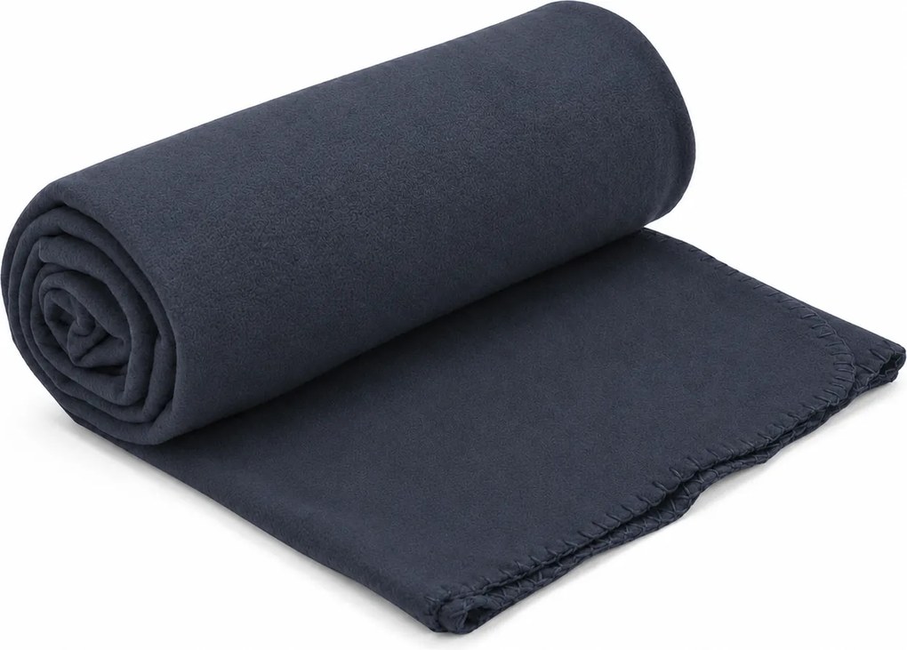 Patura fleece FLEORA, albastru inchis-gri Dimensiune: 150 x 200 cm