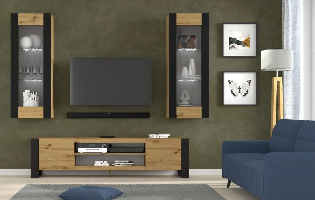 Mobilier living Montana C (Stejar artisan + Negru). 1124961