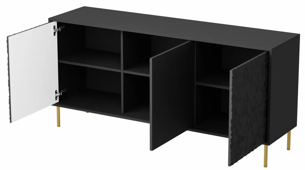 Comoda Bullet KM-1 L155 cm negru/auriu