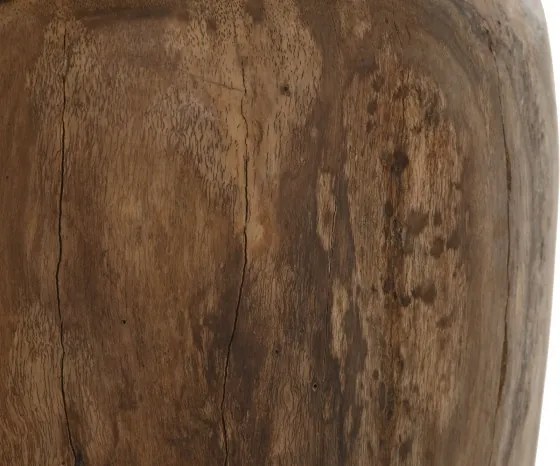 Vază decorativă, stil natural rustic, culoare natur, din lemn de tec, „Teak”
