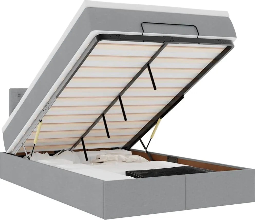 vidaXL Pat otoman cu saltea țesătură gri deschis 120x200 cm