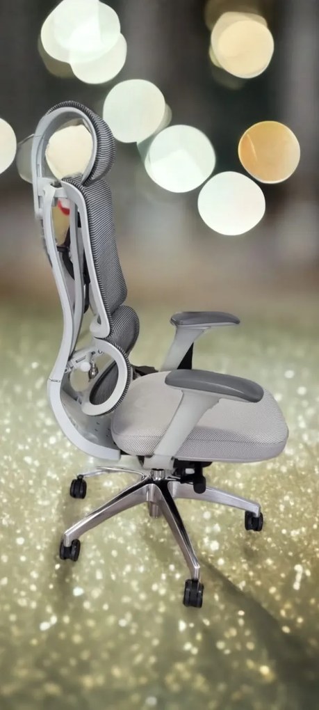 Ergodynamic Star Plus - Light Grey - Scaun de birou 4D, sezut translatie, suport lombar ajustabil 7 cm