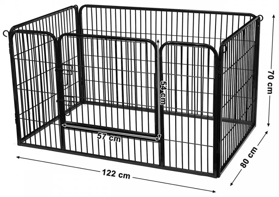 Tarc interior / exterior pentru animale de companie, 122 x 80 x 70 cm, metal, negru, Feandrea