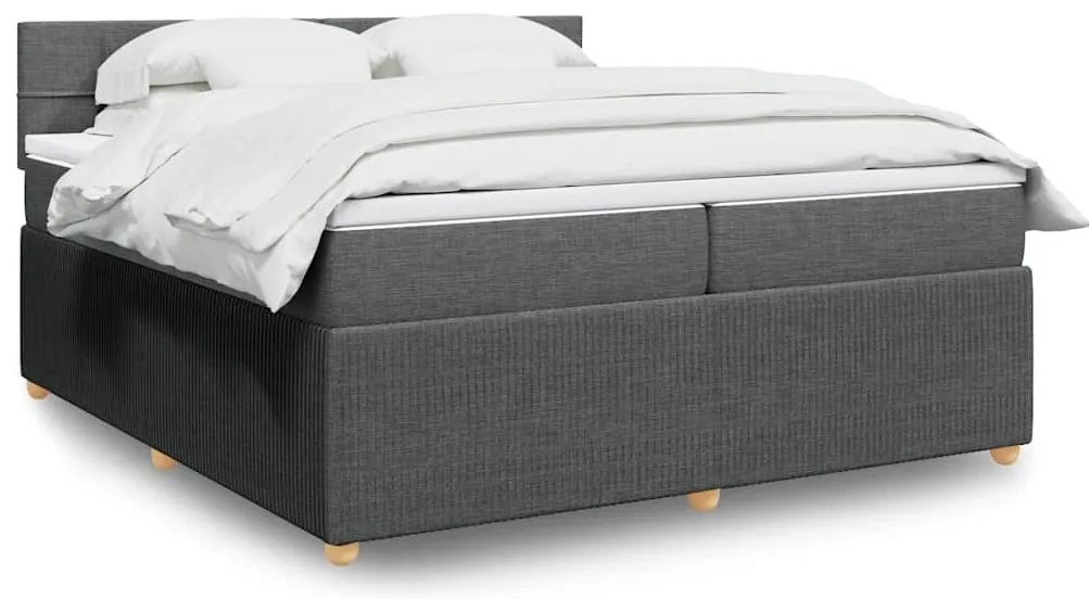 vidaXL Pat box spring cu saltea, gri închis, 200x200 cm, textil