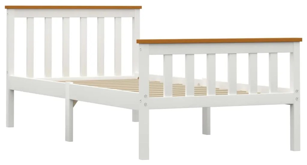 283245 vidaXL Cadru de pat, alb, 100 x 200 cm, lemn masiv de pin