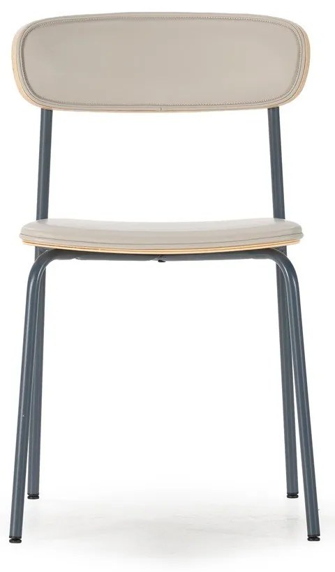 Scaune de dining bej stivuibile 2 buc. tapițate Saula – Marckeric