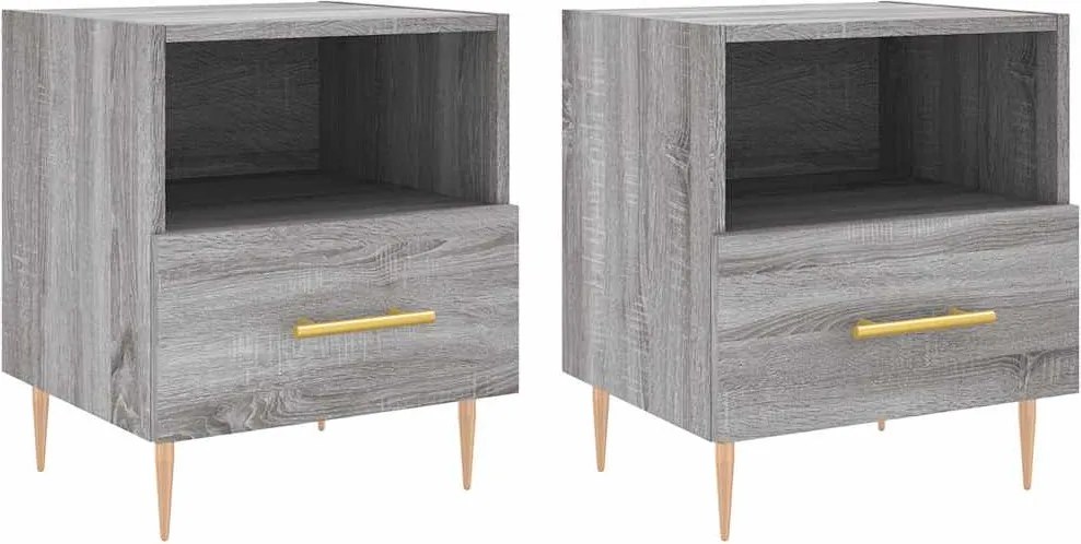 vidaXL Noptiere, 2 buc., gri sonoma, 40x35x47,5 cm, lemn compozit
