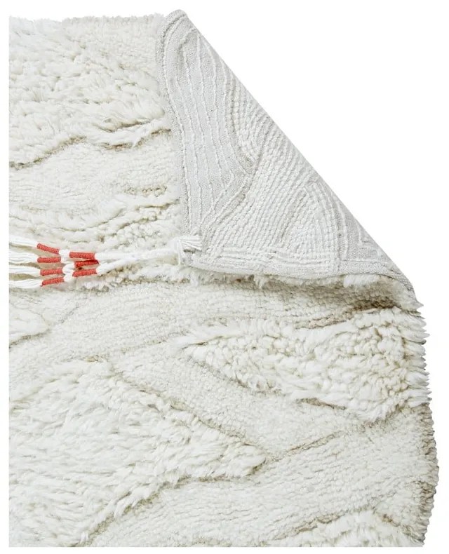 Covor tip traversă alb lavabil/țesut manual din lână 70x200 cm Enkang Ivory – Lorena Canals