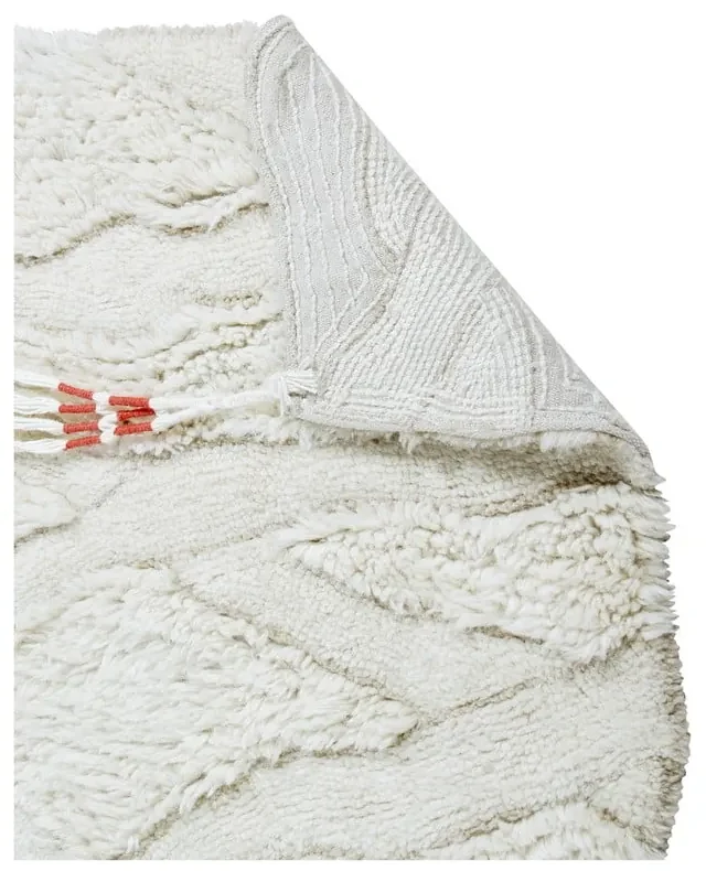 Covor tip traversă alb lavabil/țesut manual din lână 70x200 cm Enkang Ivory – Lorena Canals