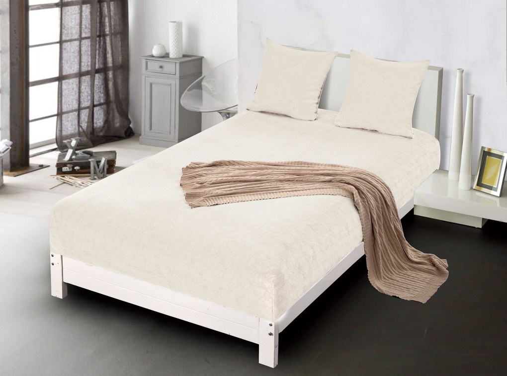 Cearsaf Cocolino microplus cu elastic NOLVIA 180x200 cm crem