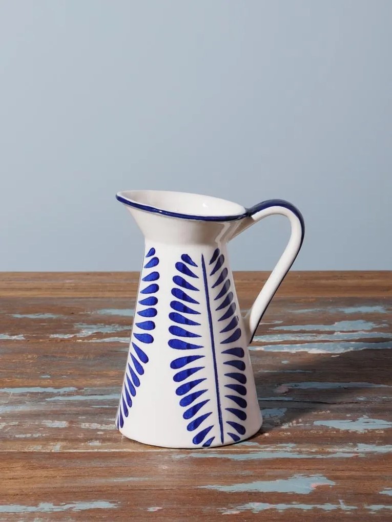 Carafa alba din ceramica cu model H15cm Ondine