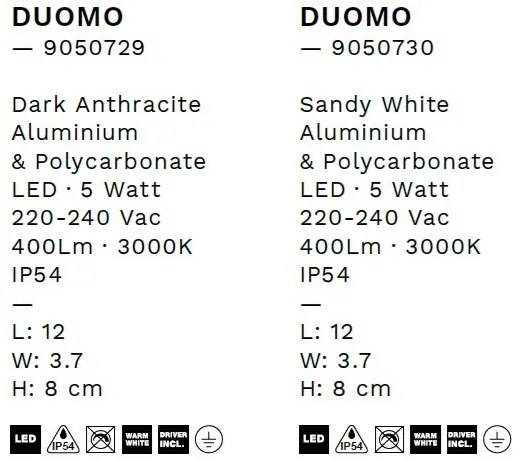 Aplica LED iluminat exterior ambiental IP54 DUOMO antracit