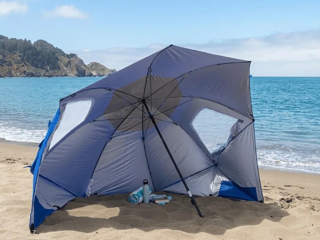 Umbrela de plaja SOLARO cu filtru UV 210x200 cm, albastru