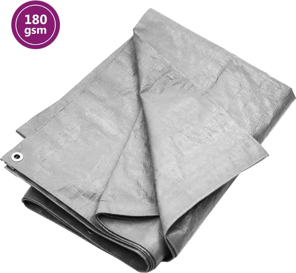 vidaXL Prelată 180 g/m², gri, 3x6 m, HDPE