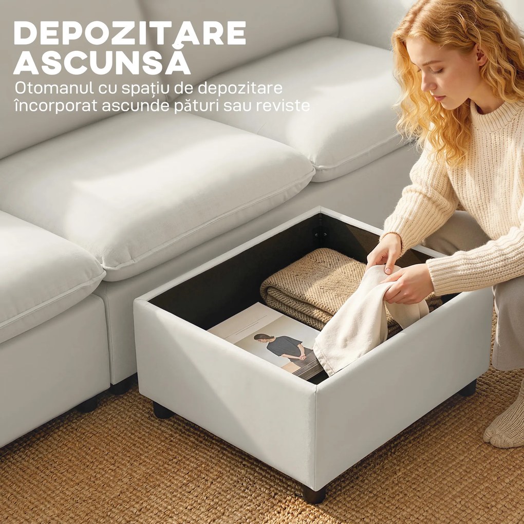 Set Canapea 3 Locuri, HOMCOM, Leathaire, 212x125x84cm, Crem | Aosom Romania