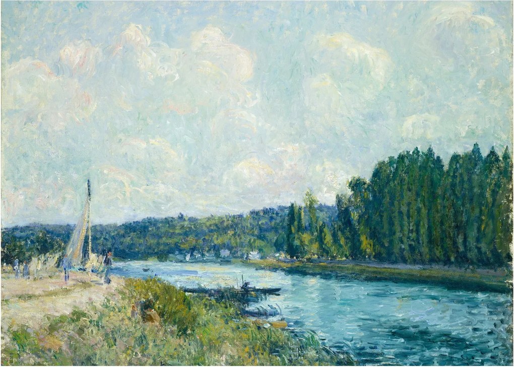 Tablou pe sticlă - Alfred Sisley, The Banks of the Oise, reproducere (70x50 cm)