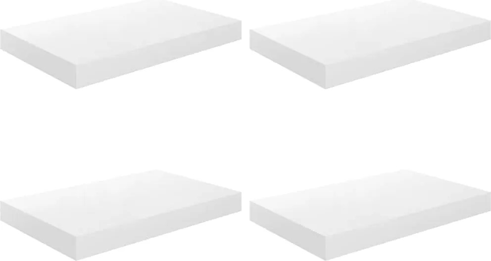 vidaXL Rafturi de perete, 4 buc., alb extralucios, 40x23x3,8 cm, MDF