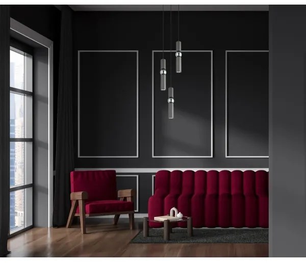 ITALUX PND-14290-3-GR - Lustră pe cablu ISIDORA 3xGU10/25W/230V antracit/crom