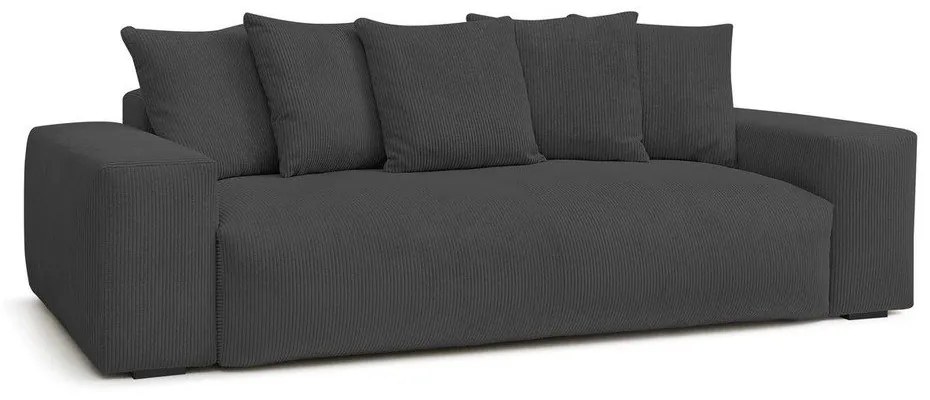 Canapea gri cu tapițerie din catifea reiată 280 cm Voltaire – Bobochic Paris