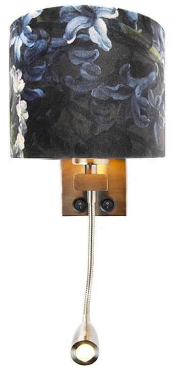 Lampa de perete din oțel cu abajur din catifea flori cu auriu - Brescia