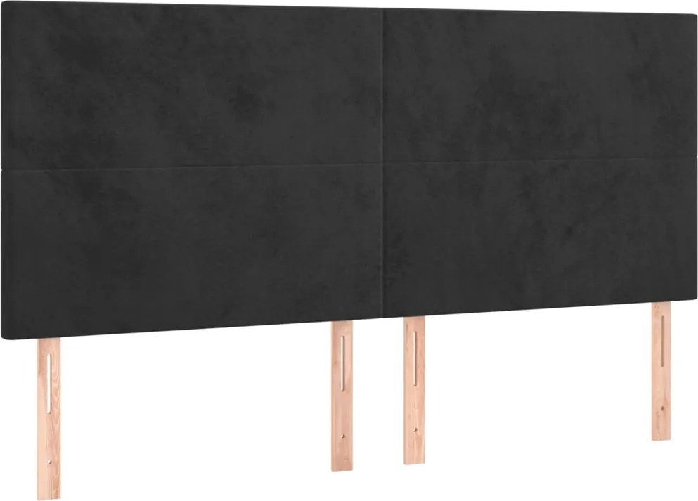 vidaXL Tăblie de pat neagră 200x5x118/128 cm catifea