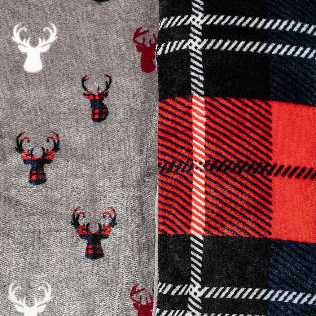 Lenjerie de pat din microflanelă 4Home Carouri roșu, 140 x 220 cm, 70 x 90 cm