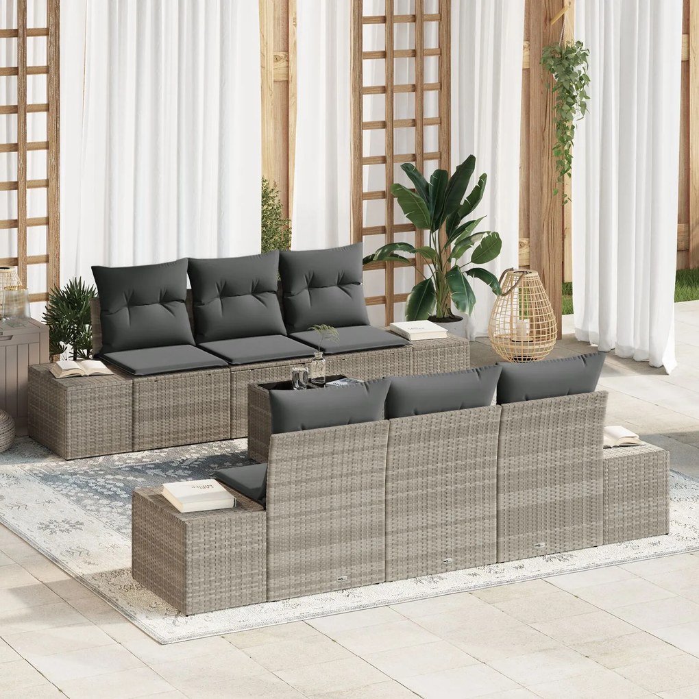 vidaXL Set canapea grădină cu perne gri deschis din rattan