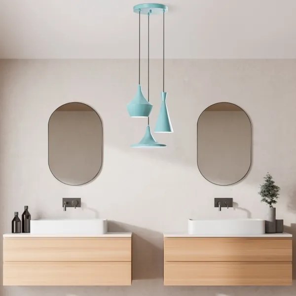 Lustră suspendată pe cablu TOM, 3 x E27, 40 W, 230 V, albastră