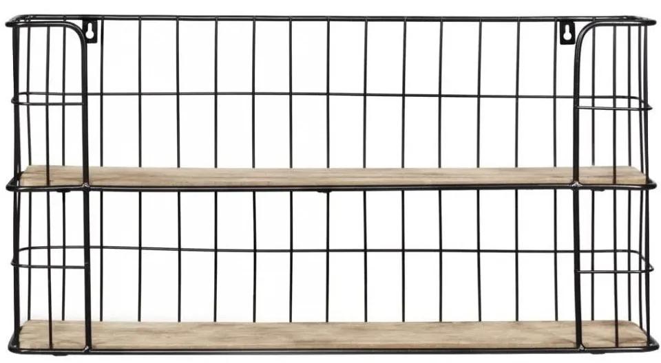 Raft de perete Lifa, lemn/metal, negru/natur, 68 x 35 x 16 cm