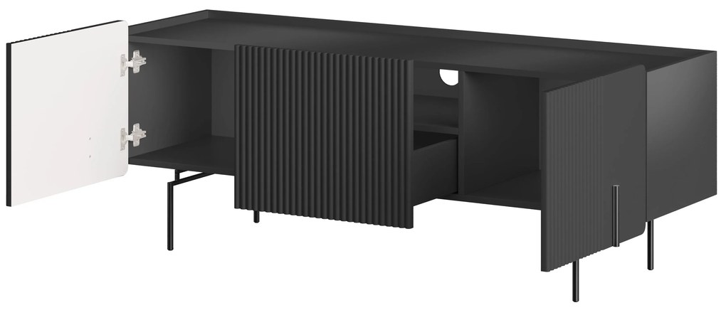 Comodă TV Malmi 150 cm - negru mat / picioare negre