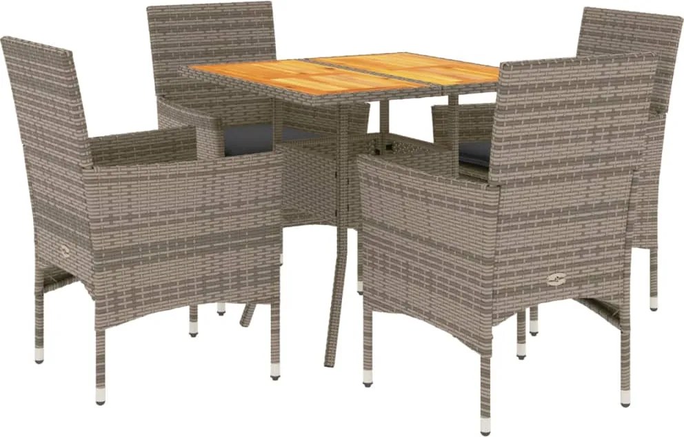 vidaXL Set mobilier grădină cu perne 5 piese gri poliratan/lemn acacia