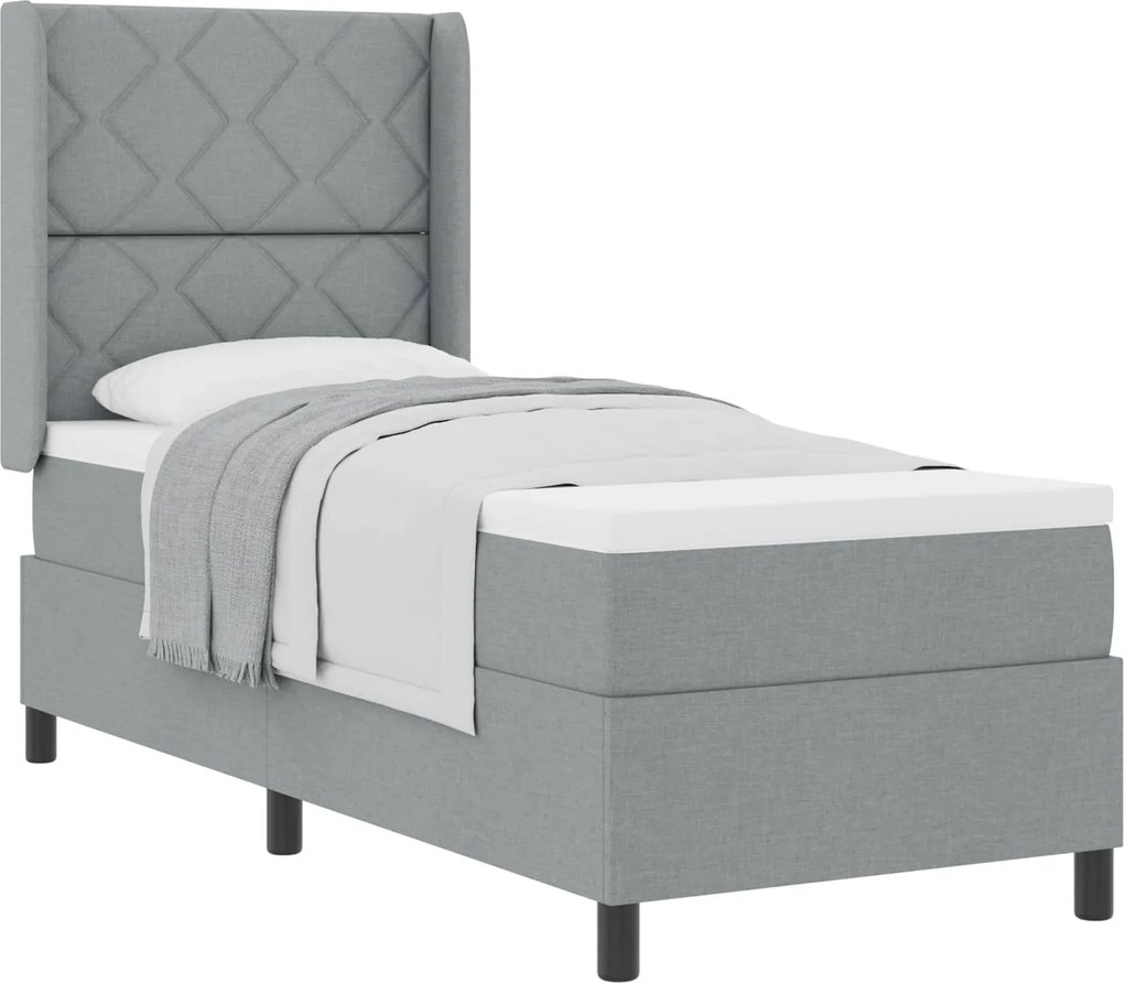 vidaXL Pat cu arcuri cu saltea Gri deschis 200 x 80 cm țesătură