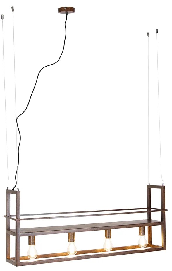 Lampă suspendată inteligentă maro ruginiu cu raft inclusiv 4 WiFi A60 - Cage Rack