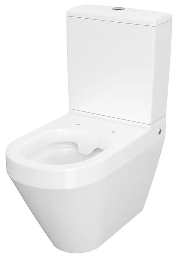 Vas WC pe pardoseala rimless Cersanit Crea back-to-wall cu capac slim softclose alb fara rezervor