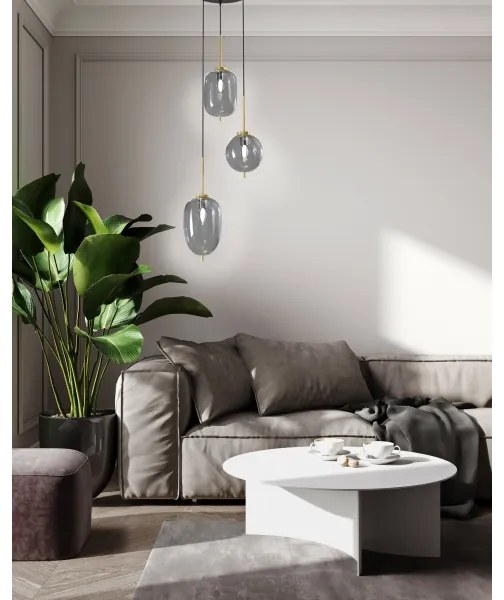 Lustră pe cablu BELLEVILLE Wofi 5007-302 3xE14/40W/230V negru/auriu