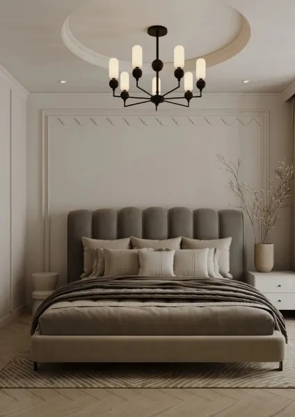 MAXLIGHT P0632 - Lustră pe tijă NOVA 7xG9/7W/230V Ø 70 cm neagră