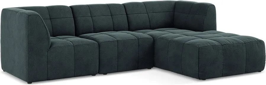 Colțar albastru cu tapițerie din catifea (cu colț pe partea dreaptă/cu șezlong) Aloha – Makamii